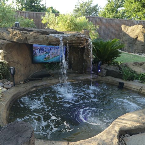 Amazing Hot Tubs, Large Inground Hot Tub, Waterfall Hot Tub, Pools With Hot Tubs Waterfall, Grotto Hot Tub, Underground Pools Backyard, Hot Tub Grotto, Built In Spa Outdoor, Big Hot Tub