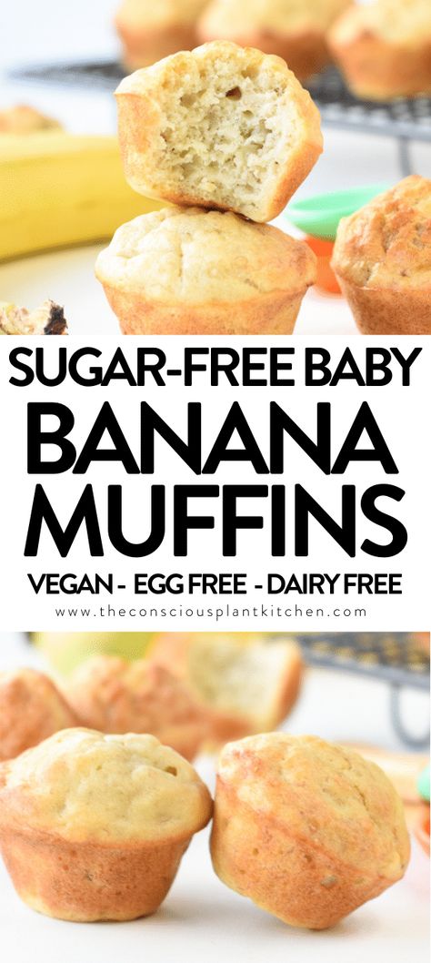 No Sugar Muffins For Baby, Healthy Banana Muffins For Toddlers, No Sugar Added Banana Muffins, Kids Banana Muffins, Baby Led Weening Food Ideas, Easy Baby Muffin Recipe, Banana Baby Recipes, Baby Led Weaning Banana Muffins, Banana Muffins For Babies