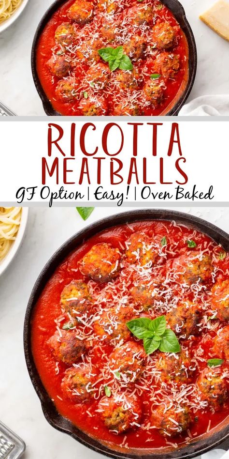 Gluten Free Italian Meatballs, Meal Prep Family, Recipes Using Ricotta Cheese, Recipe Using Ricotta, Decadent Dinner, Ground Beef Meatballs, Ricotta Meatballs, Ricotta Cheese Recipes, Gluten Free Meatballs