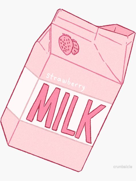 by crumbsicle  #redbubble #crumbsicle #sticker #stickers #art #illustration #pastel #cute #pink #strawberry #milk #carton #milkcarton Arlo Tattoo, Stiker Macbook, Milk Drawing, Milk Aesthetic, Milk Sticker, Hiasan Dalaman Rumah, Milk Art, Peach Aesthetic, Images Kawaii