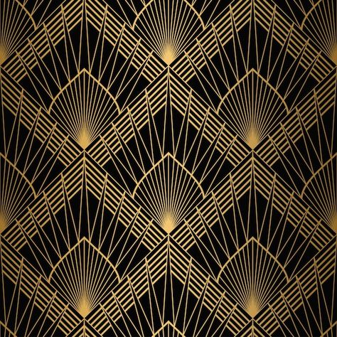 Vector art deco pattern seamless black a... | Premium Vector #Freepik #vector #elegant-pattern #luxury-pattern #luxury-texture #line-elements Wallpaper Black And Gold, Art Deco Pattern Geometric, Black And Gold Background, Art Deco Background, Gold And Black Background, Luxury Pattern, Art Deco Frame, Rustic Wallpaper, Sophisticated Art