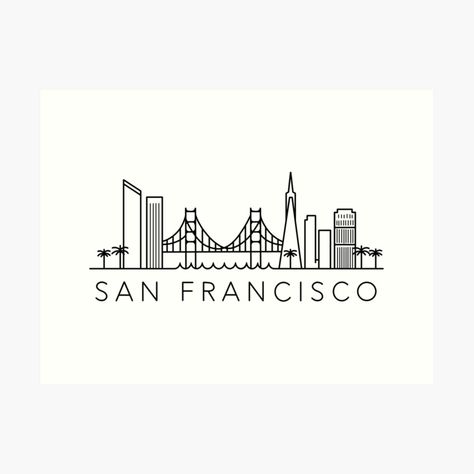 San Francisco Skyline Drawing, San Francisco Embroidery, San Francisco Doodle, San Francisco Tattoo Small, San Francisco Skyline Tattoo, San Francisco Tattoo Ideas, San Francisco Drawing, Sf Tattoo, San Francisco Tattoo