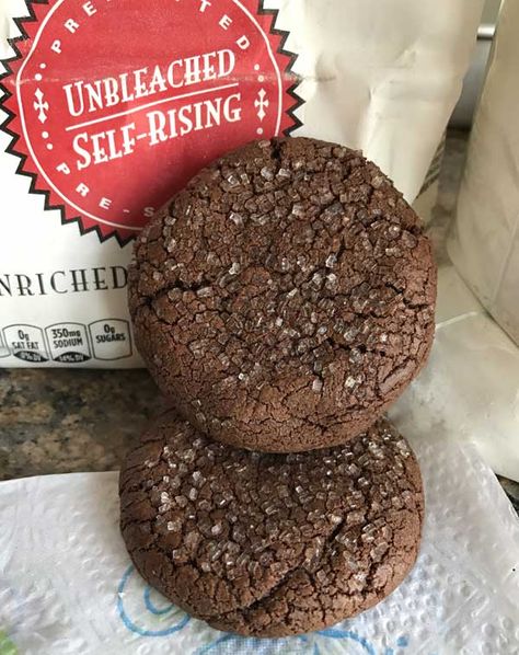 Double Chocolate Chip Cookies | Self-Rising White Lily Flour Desserts With Self Rising Flour, Self Rising Flour Cookie Recipes, Self Rising Flour Recipes Cookies, Cookies Using Self Rising Flour, White Lily Flour Recipes, Self Rising Flour Recipes Desserts, Self Rising Flour Cookies, Cookies With Self Rising Flour, Self Rising Flour Recipes