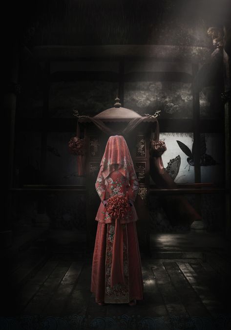 Chinese Culture Aesthetic, Chinese Bride, Anime Ghost, Ghost Bride, Chinese Element, Fashion Drawing Dresses, Man Wallpaper, Anime Dancer, Scary Art