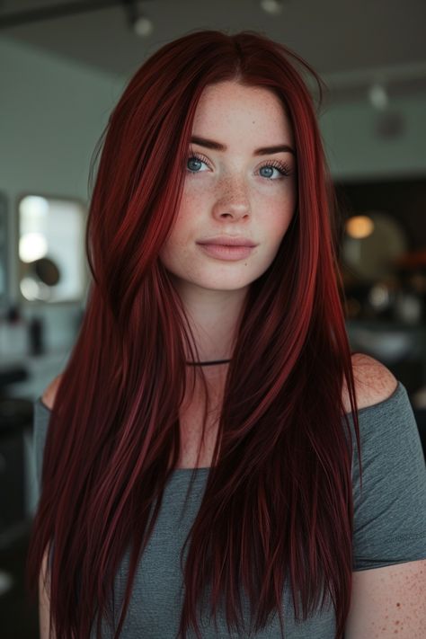 Dark Red Hair Color Ideas 21 Women With Red Hair And Green Eyes, Red Hair Pale Skin Green Eyes, Best Red Hair Dye, Red Hair Pale Skin, Dark Red Hair Color Ideas, Brownish Red Hair, Straight Red Hair, Blood Red Hair, Pale Skin Hair Color