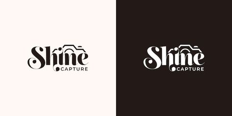 Shine typography logo design template | Premium Vector #Freepik #vector #abstract-sun #sunbeam #bright-logo #sun-line Shine Typography, Ad Typography, Shine Logo, Typography Logo Design, Wedding Caricature, World Photography Day, Photography Studio Background, Camera Logo, Photography Day