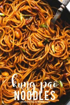 Kung Pao Shrimp Noodles, Cpk Kung Pao Spaghetti Recipe, Kung Pao Chicken With Noodles, Best Asian Noodle Recipes, Kung Pao Spaghetti, Kung Pao Noodles, Kung Pao Sauce, Spicy Asian Noodles, Asian Pasta