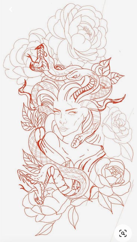 Tattoo Design Flower, Dragon Tattoo Stencil, Bull Skull Tattoos, Side Thigh Tattoos, Medusa Tattoo Design, Flower Thigh Tattoos, Hip Thigh Tattoos, Thigh Tattoo Designs, Design Dragon