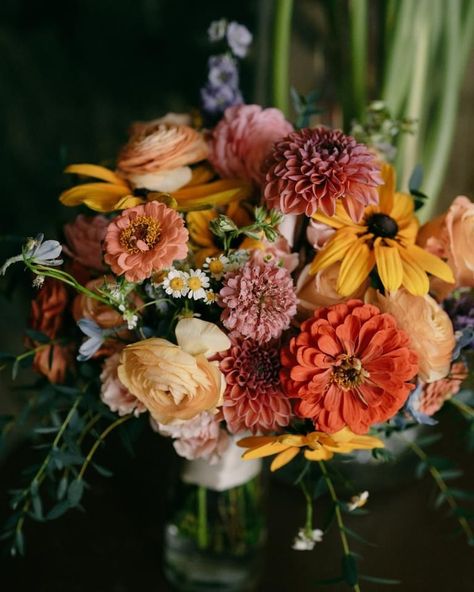 Three Flower Bouquet, August Wildflowers, Fall Jewel Tone Wedding Flowers, Protea Flower Bouquet, Australian Wedding Flowers, Late August Wedding Flowers, Bright Fall Wedding Flowers, Colorful Fall Bouquet, Mountain Wedding Flowers