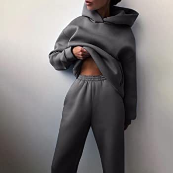 Women 2 Piece Tracksuits Set Ladies Two Piece Jogger Suit Set Loungewear Sweat Top Casual Jogger Tracksuit Sweatshirt Trousers Workout Jogging Leisurewear Sale Clearance Dark Grey : Amazon.co.uk: Fashion Long Pants Fashion, Chique Outfit, Estilo Chic, Tracksuit Set, Oversized Pullover, Tracksuit Women, Casual Sets, Hooded Sweater, Two Piece Outfit