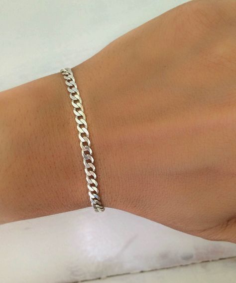 Mens Silver Bracelets Chain, Braclet Aesthetic Silver, Silver Chain Bracelets, Simple Chain Bracelet, Sterling Silver Bracelets Women, Silver Chain Bracelet Women, Silver Chain Bracelet For Men, Silver Metal Bracelet, White Gold Chain Bracelet