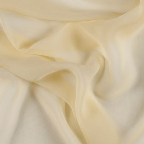 French Vanilla Silk Chiffon Silk Fabric Online, Silk Chiffon Fabric, Habotai Silk, Club Color, Mood Fabrics, French Vanilla, Sheer Material, Yellow Fabric, Green Pattern