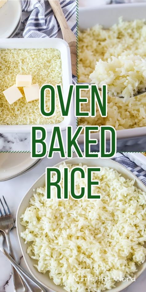 Baked White Rice Oven, How To Make Rice In The Oven, Bake Rice Recipe Oven, Oven Baked Jasmine Rice, Oven Rice Recipe Simple, Baked Basmati Rice Recipes Oven, Butter Baked Rice, Easy Baked Rice Recipes, How To Cook Rice In The Oven