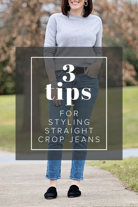 Where Should Cropped Jeans Hit, Crop Straight Jeans Outfit, Cropped Jean Outfits, Black Crop Jeans Outfit, How To Wear Cropped Jeans, Straight Leg Cropped Jeans Outfits, Cropped Jeans Outfit Spring, Straight Cropped Jeans Outfit, Crop Jeans Outfit