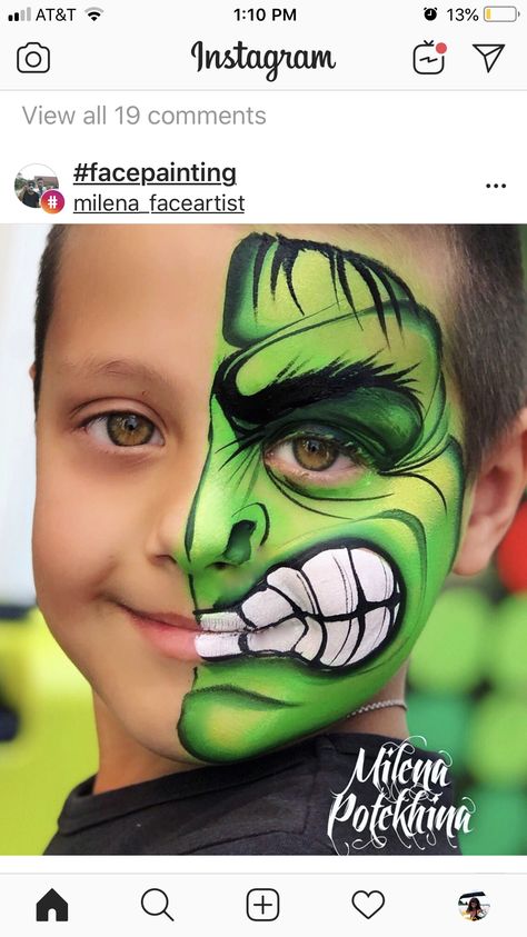 Hulk Face Paint, Shaping Exercises, Spider Face Painting, Face Painting Halloween Kids, Hulk Face, Monster Face Painting, Superhero Face Painting, Spider Face, Festival Face Paint