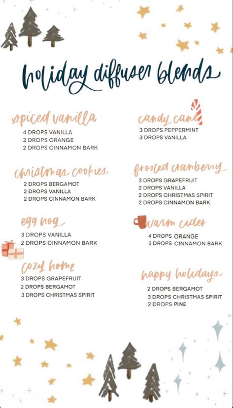 Diffuser Blends For Christmas, Holiday Essential Oil Diffuser Blends, Diffuser Blends With Peppermint, Christmas Spirit Oil Diffuser Blends, December Essential Oil Blends, Holiday Oil Diffuser Blends, Xmas Essential Oil Blends, Essential Oil Recipes Christmas, Essential Oils Christmas Blends