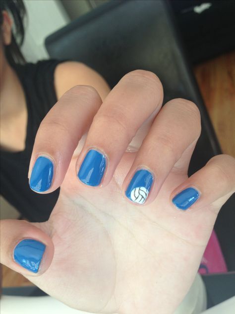 Amber's volleyball nails Nails Volleyball Design, Volleyball Nails Designs Ideas, Volleyball Nails Acrylic, Cute Volleyball Nails, Volleyball Nails Short, Volleyball Nail Ideas, Sports Nails Designs, Nails For Volleyball, Volleyball Nails Designs