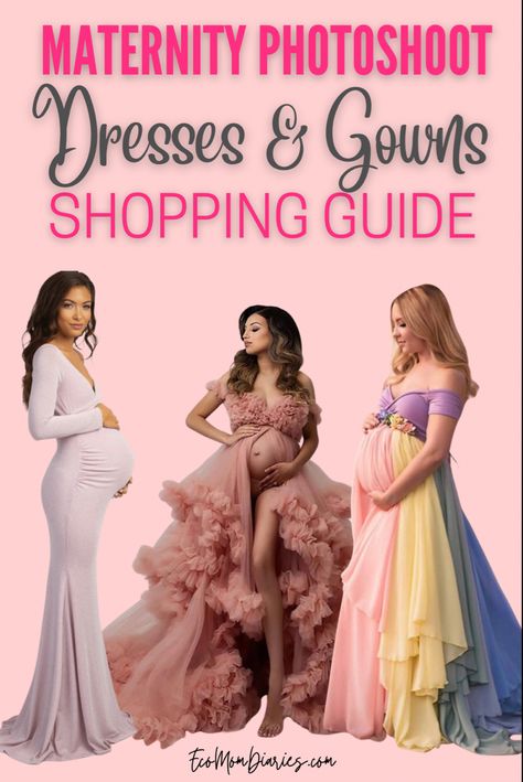 A shopping guide to beautiful maternity photoshoot dresses for timeless bump photos! #photoshoot #maternityphotography #maternityshoot #pregnancy Dresses For Pregnancy Photo Shoot, Pregnancy Dresses For Photoshoot, Dresses For Maternity Photoshoot, Maternity Photo Shoot Dress Ideas, Maternity Shoot Dress Ideas, Rainbow Maternity Dress, Pregnancy Photoshoot Dress, Maternity Outfits For Photoshoot, Best Maternity Photoshoot