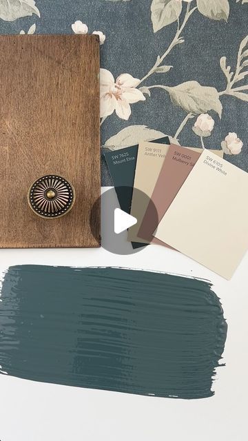 Loralee AhMu on Instagram: "Details👇🏼

Sherwin Williams’ Mount Etna is a rich, moody color that brings a bold yet grounded vibe to any space. 

This deep blue creates a dramatic backdrop that can work in a variety of design styles, from modern to traditional. 

It has a sophisticated depth that makes it perfect for an accent wall, cabinetry, or even a front door, adding a touch of elegance without feeling too overpowering. 

What’s great about Mount Etna is that it pairs beautifully with a range of colors and materials. You can easily combine it with crisp whites for contrast, warm wood tones to bring in a cozy feel, or soft neutrals for balance. 

✨Have you tried this color in your home? We’d love to hear your thoughts about this color.

✨ Would you like a link to the wallpaper, swatche Mount Etna Sherwin Williams Color Palettes, Riverway Sherwin Williams, Sherwin Williams Mount Etna, Moody Paint Colors, Moody Paint, Teal Paint Colors, Mount Etna, Wood Tones, Paint Colours