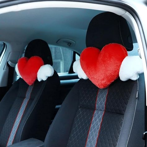 Amazon.com: Macarrie 2 Pcs Plush Heart Shaped Pillow with Angel Wings Car Headrest Pillow Soft Comfortable Car Seat Pillow for Driving Travelling Room Office Car Decor, 19.7 x 8.3 Inch (Red) : Everything Else Pink Car Interior, Heart Shaped Pillow, Car Seat Pillow, Shaped Pillows, Travel Room, Seat Pillow, Car Seat Headrest, Car Headrest, Shaped Pillow