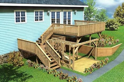 Deck Play Area, Bi Level Homes, Multi Level Deck, Patio Deck Designs, Project Plan, Deck Construction, Deck Designs Backyard, Split Level House, Deck Stairs