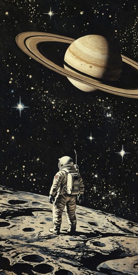 Saturn Wallpapers, Saturn Fashion, Potential Wallpaper, Photography Wallpapers, Astronaut Wallpaper, Space Phone Wallpaper, Traditional Media, Astronaut Art, Sci Fi Comics