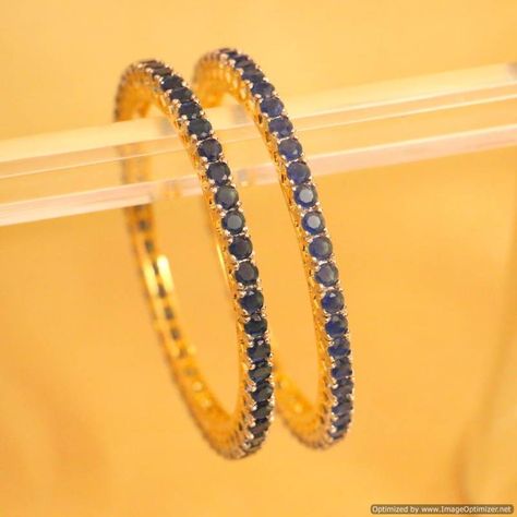 Blue Sapphire Jewelry Indian, Blue Bangles, Brides Jewelry, Quinceanera Jewelry, Sapphire Bangle, Jewellery Bangles, Temple Jewellery Earrings, Sapphire Jewellery, Jhumka Designs