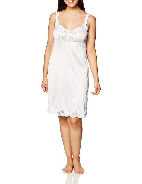 PRICES MAY VARY. Lace,Nylon,Satin Machine Wash Full slip with adjustable straps Beautiful lace insets Anti-static Nylon; Machine wash Size 34: Bust 37-38 in, Sweep 46 in; Size 36: Bust 39-40 in, Sweep 48 in; Size 38: Bust 41-42 in, Sweep 50 in; Size 40: Bust 43-44 in, Sweep 52 in. Made in Mexico Beautifully designed lace inset full slip is both flattering and comfortable. Anti-static; will not cling to clothes. Adjustable straps. 100% nylon. Made in Mexico. Machine wash. Length is 30 inches with Satin Short, Half Slip, Lounge Lingerie, Lace Slip, Lace Inset, Night Gown, Lace Trim, Adjustable Straps, Slip Dress