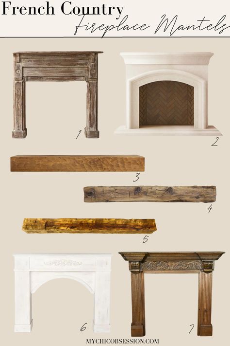 French Country Fireplace Ideas, Cottage Fireplace Ideas, French Country Mantle, French Country Fireplace, French Fireplace Mantel, Faux Stone Fireplaces, Country Fireplace, Faux Fireplace Mantels, Cottage Fireplace