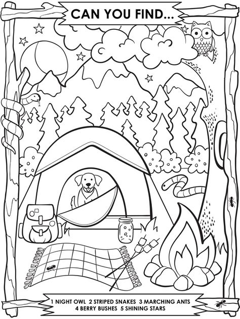 Camping Coloring Pages Free Printable, Adventure Crafts For Kids, Camping Preschool, Camping Theme Preschool, Camping Coloring Pages, Camping Theme Classroom, Camping Desserts, Summer Coloring Pages, Camping Games