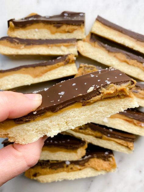 Twix Bars, Twix Bar, Sea Salt Chocolate, Honey Caramel, Salted Chocolate, Brownie Bar, Recipe Images, Gluten Free Cookies, Small Bites