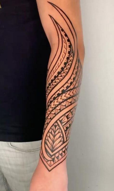 Tribal half sleeve tattoo for men Samoan Arm Tattoo For Men, Forearm Trible Tattoos, Polynesian Tattoo Designs Forearm, Half Arm Tattoo Men, Hawaiian Tattoo For Men, Half Sleeve Tattoo For Men, Half Sleeve Tattoos Polynesian, Polynesian Forearm Tattoo, Sleeve Tattoo For Men