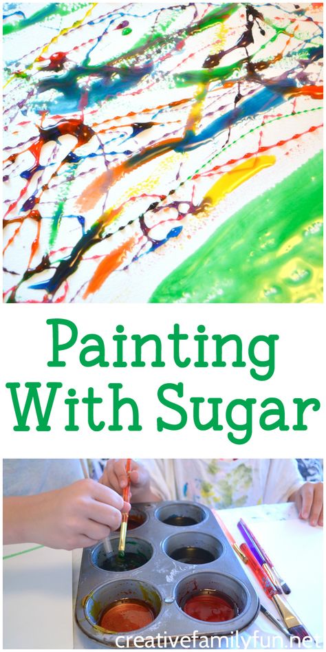 Paint with sugar. Have fun painting with a DIY corn syrup paint. Painting With Corn Syrup, Diy Corn Syrup, Sugar Painting Art, Process Art Preschool, Camp Hope, Pancake Tuesday, Childrens Art Projects, Preschool Art Projects, Sensory Art