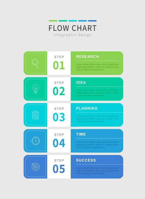 Flow chart design infographics, Five steps element arranged vertically with icons Flow Chart Infographic, Flow Chart Design, Animated Infographic, Graphic Design Lessons, Chart Design, Design Research, Flow Chart, Infographic Design, Lorem Ipsum