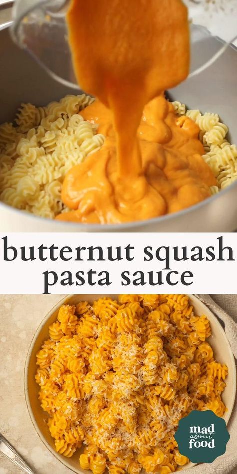 Make a creamy vegan Butternut Squash Pasta Sauce with just a few simple ingredients. Use frozen butternut squash to simplify this recipe. Squash Pasta Sauce, Butternut Squash Pasta Sauce, Types Of Pasta, Pickles Recipe, Butternut Squash Pasta, Squash Pasta, Food Video, Fried Pickles, Läcker Mat