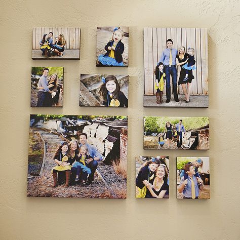 I can't wait to do this once we get our new pictures done. I have the perfect place for it. Picture Arrangements, Foto Kids, Family Photo Wall, Canvas Collage, Wall Photo, Decoration Photo, Foto Tips, Picture Collage Wall, Family Wall