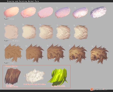 Kawacy fur tutorial How To Render Feathers, Fur Digital Art Tutorial, Fur Shading Tutorial Digital, Shading Fur Tutorial, Fluffy Texture Drawing, How To Color Fur Digital, Fur Reference Drawing, Kawacy Art Tutorial, How To Shade Fur Digital