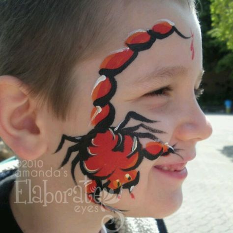 Scorpion Painted Boards, Funny Faces, Snakes, Face Painting, Scorpion, Face Paint, Carnival Face Paint, Ear Cuff, Paint