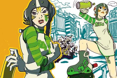 Gum from Jet Grind Radio Grey Sundress, She Is The One, Jet Set Radio, Arte Inspo, Wow Art, Pics Art, The Villain, Funky Art, Cartoon Art Styles