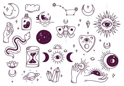 Astronomy Doodles, Witchy Vector, Bday Decor, Graffiti Doodles, Doodle Tattoo, Doodle Style, Tattoo Flash Art, Flash Art, Simplistic Tattoos