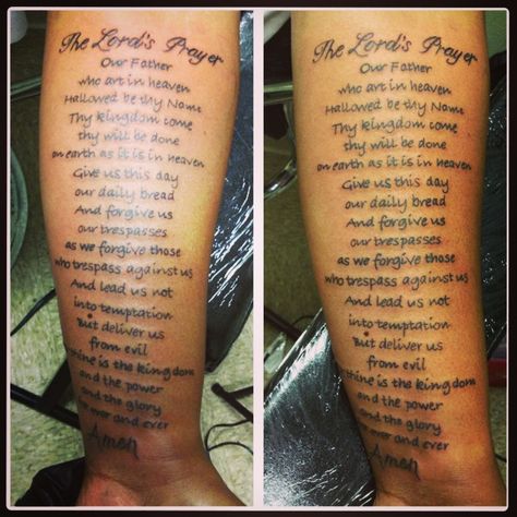 This is what I want on my back o.O  Lords Prayer tattoo by Keno G The Lords Prayer Tattoo, Lords Prayer Tattoo, Lord Tattoo, Prayer Tattoo, Our Father Prayer, G Tattoo, Lords Prayer, Thy Kingdom Come, Lord’s Prayer