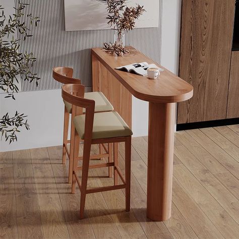 Corrigan Studio® Lanis Solid Wood Bar Set | Wayfair Brown Stool, Pedestal Tables, Kitchen Bar Table, Pedestal Table Base, Bar Dining Table, Wood Table Bases, Bar Table Sets, Table Color, Adjustable Height Table