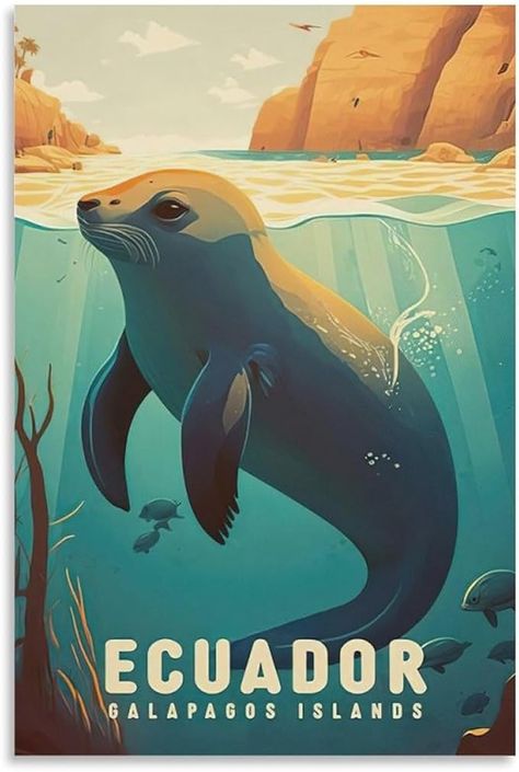 Amazon.com: MOMCH Ecuador Galapagos Island Vintage Travel Posters Baby Seal Wall Art Canvas Modern Posters Prints Painting Pictures, Wall Decor for Wall Office Home Living Room Bedroom Decor Gifts, Unframe-style: Posters & Prints Galapagos Island, Pictures Wall Decor, Modern Posters, Wall Office, Painting Pictures, Baby Seal, Pictures Wall, Room Bedroom Decor, Galapagos Islands