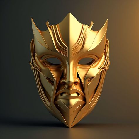 Golden Mask Fantasy Art, Guard Armor, Superhero Outfits, Golden Mask, Mens Masquerade Mask, Android Art, Gold Mask, Super Hero Outfits, Masquerade Mask