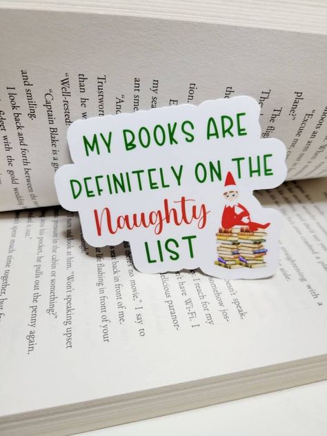 Cricut Elf On The Shelf, Christmas Book Quotes, Christmas Bookish Stickers, Christmas Book Stickers, Bookish Christmas, Books Christmas, Art Notes, Bookshelf Inspiration, Bookish Stickers