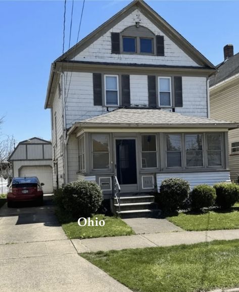 c.1911 Affordable Ohio Home For Sale $87K - Old Houses Under $100K Enclosed Front Porches, Cheap Houses, Old Houses For Sale, Bungalows For Sale, Starter Home, Unfinished Basement, Historic Preservation, Old Farm, Detached Garage