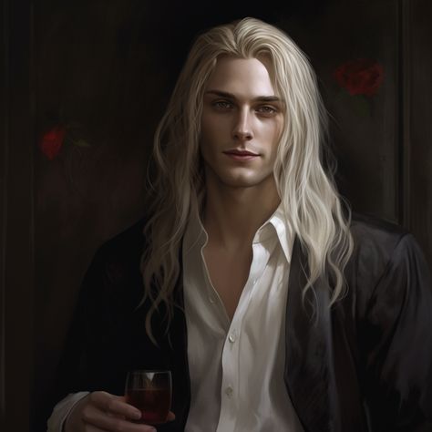 White Hair Knight Male, Character Art Male Long Hair, White Hair Long Men, Blond Vampire Male, White Hair Dnd Character Male, Long Hair Vampire Male, White Haired Vampire Male, Male Character White Hair, White Haired Elf Man