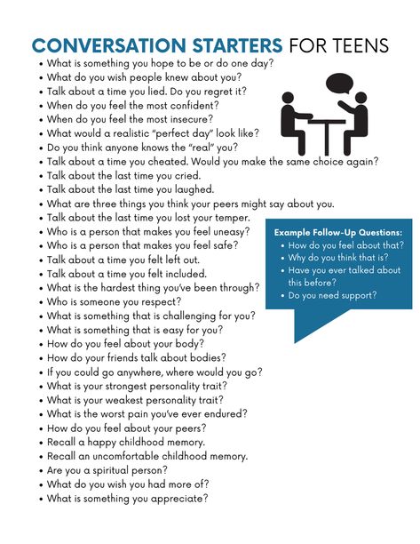 Free Conversation Starters for Child & Adolescent Therapy — Child Therapy Guide Therapy Termination Activities For Teens, Intensive Outpatient Group Ideas, Therapy Questions For Teens, Telehealth Therapy Activities For Kids, Therapy Activities For Teens, Conversation Starters For Teens, Teen Therapy Activities, Starters Writing Prompts, Counseling Teens