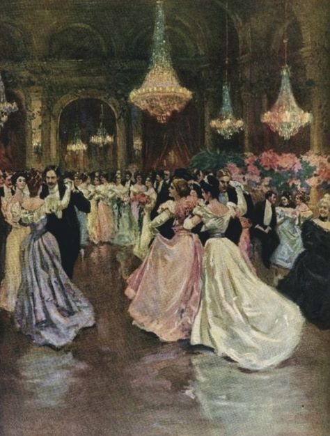 Victorian Ballroom, Ballroom Aesthetic, Fancy Dress Ball, Plant Styling, Ladies Home Journal, Victorian Paintings, Rennaissance Art, Dance Paintings, Dancing Aesthetic