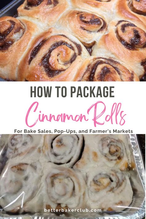 Cinnamon Roll Packaging, Cinnamon Roll Gift, Fundraiser Bake Sale, Bake Sale Displays, Cinnamon Roll Recipes, Homemade Cinnamon Roll, Bakery Business Plan, Bake Sale Packaging, Roll Packaging